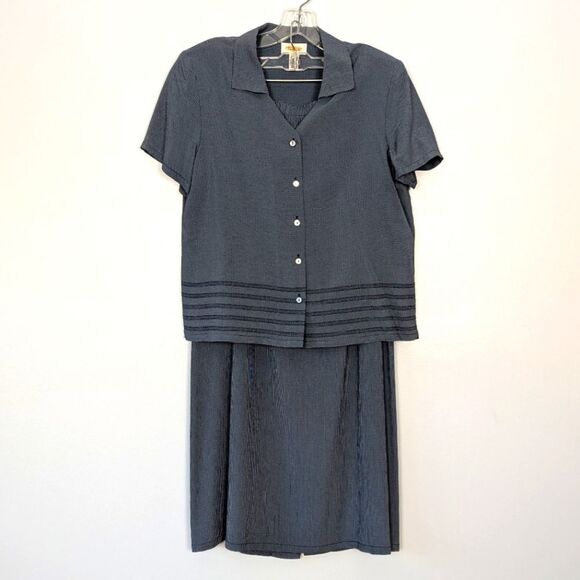 Talbots Vintage Blue Plaid 2 Piece Skirt Set Women's 12 - Picture 1 of 14